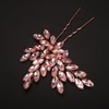 Teyglen Crystal Wedding Hair Pins Pink Rhinestone Bridal Hair Clip