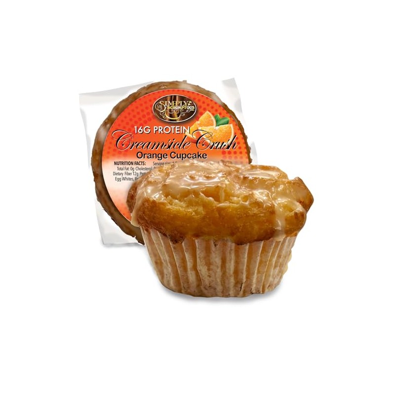 High Protein Fat Free Creamsicle Crush Orange Cupcake