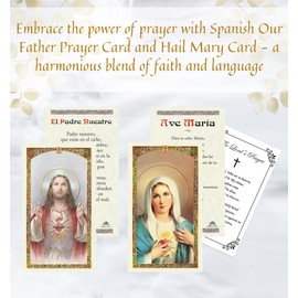 Spanish Catholic Our Father Prayer Card - Hail Mary Prayer Card, The Lord's Prayer Card - Laminated Our Father Holy Card, Hail Mary Card Set - Ave Maria Oracion, Padre Nuestro Tarjeta - 3 Items