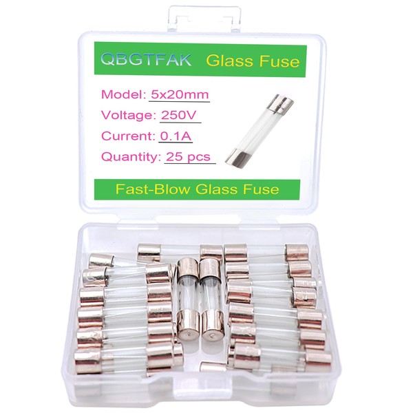 QBGTFAK 25 Pcs 5x20mm 0.1 A 0.1 amp 250 V
