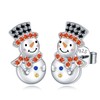 HOOHWE Snowman Stud Earrings 925 Sterling Silver Christmas Earrings for