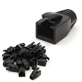 VCE Botas de alivio de tensión para cable Ethernet RJ45 Cat6A/Cat7, cubierta de conector de cable, tapa de enchufe de conector de plástico suave (Negro, paquete de 30)