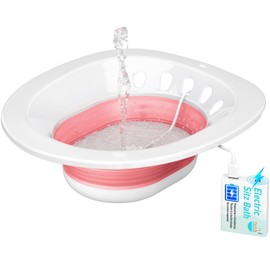 Pochik Electric Sitz Bath, Sitz Bath for Toilet Seat, Sitz Bath for Hemorrhoids Postpartum Care Tub, Sits Bath Kit for Women, Automatic Flushing, Collapsible