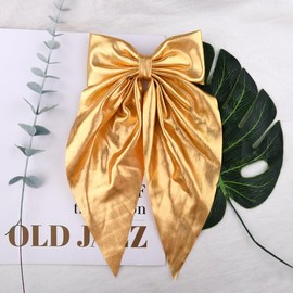 Large Gold Hair Bows Clips for Women Girls Glitter Bow with Long Tail Bowknot Bow Hair Accessories for Girls Hairclip Barrettes Y2k Hairpin for Styling Bowknot Hairpin