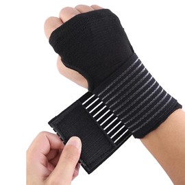 2 Piezas, Muñequera Elástica de Compresión, Protectores Palma, Muñequeras Apoyo para Levantamiento Pesas, Entrenamiento Rehabilitación, Muñequera Túnel Carpiano (Negro)