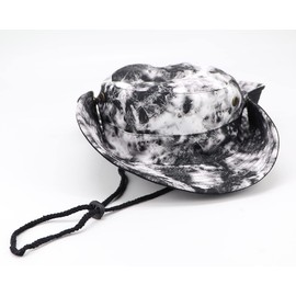 Awlsyj Mens Womens Sun Bucket Hat Wide Brim Fishing Hat Safari Hat Foldable Boonie Cap Outdoor UV Protection Beach Travel Fishing Hiking Hat (Tie Dye Black White)