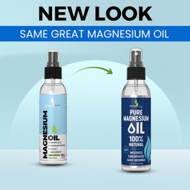 Pure Magnesium Oil Spray 8oz - Topical Magnesium Spray for Sleep Extra Strength - Less Sting - Less Itch - 100% Natural and Organic Oil - Made in USA
