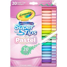 CRAYOLA Pastel- Super Tips Washable Medium Tip Markers - Pack of 20, for School