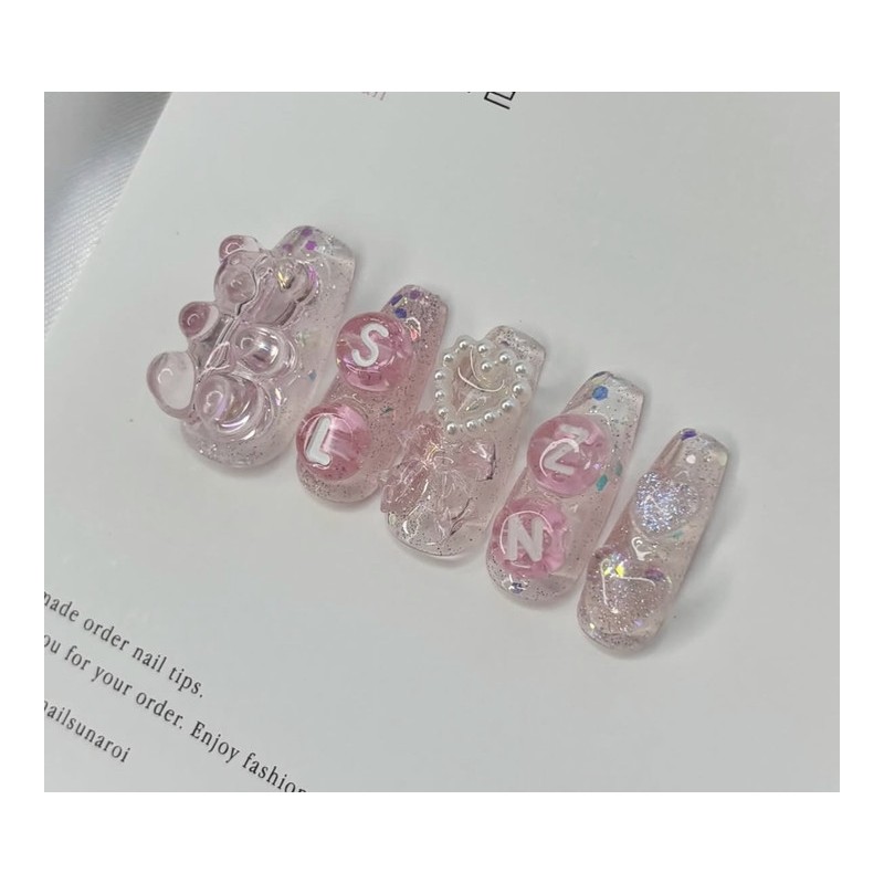 Hachuharibo handmade nail tips (full set package) - Almond /