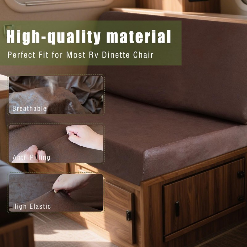 Oloepfo 4PCS Leather Look RV Dinette Cushion Covers, Stretchable Camper