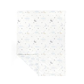Lush Decor Goodnight Little Moon Reversible Soft & Plush Oversized Baby Blanket, 50" x 36", Blue