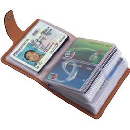 Leather Business Card Holder and RFID Credit Card Organizer, Credit Card Holder with 60 Slots and 2 Passport Holder for Storag Cards and Family Bills, Prevent Cards or Bills Loss and Damage (Black)