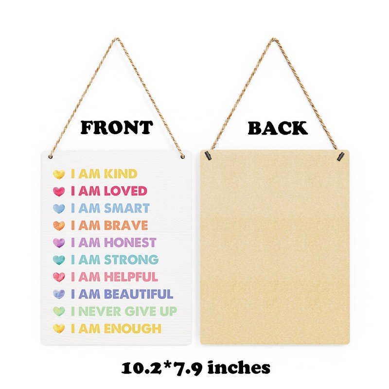 Affirmations Wall Art Inspirational Boho Kids Room Decor Wood Sign,