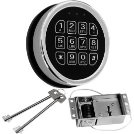 MOUNT Gun Safe Lock Replacement Chrome Keypad Electronic Safe Solenoid Lock 2 Keys