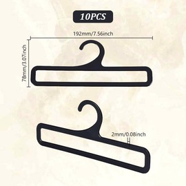 AHANDMAKER 10Pcs Plastic Scarf Hanger, Black Rectangular Towel Holders Space Saving Scarf Organizer Hooks Closet Organizers and Storage for Ties Scarves Belts, 7.6x3Inch