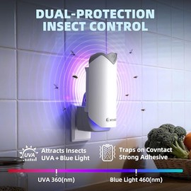 Nymrix 2-in-1 Flying Insect Trap & Refill | Plug-in Indoor Bug Catcher with Blue & Purple Light Technology for Gnats, Fruit Flies, Mosquitoes, Moths | Mess-Free & Safety(1 Device &4 Refill)