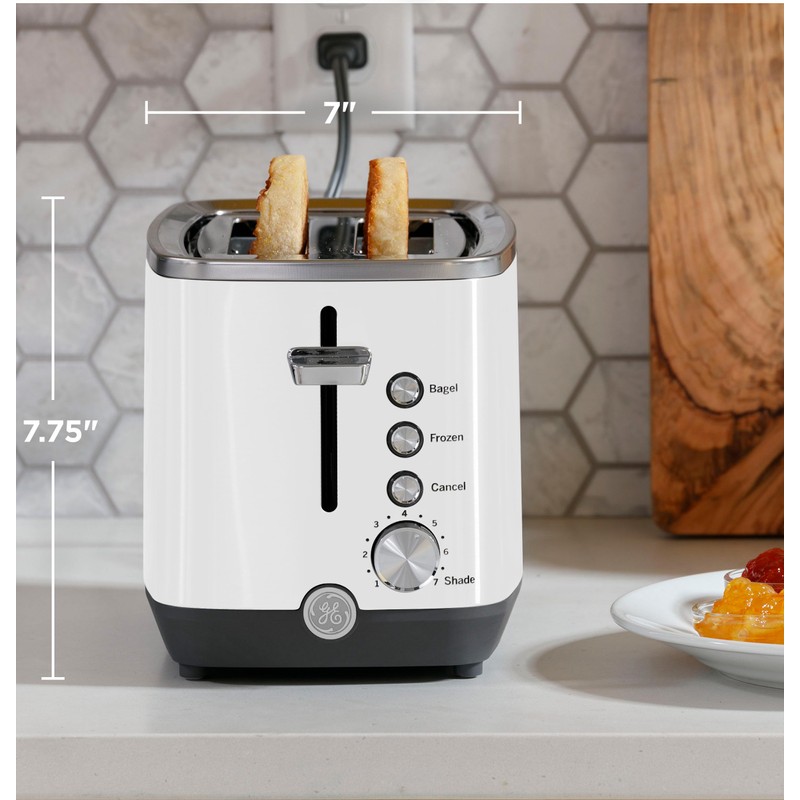 GE 2 Slice Toaster, Extra Wide Slots for Toasting Bagels,