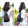 NIGEDU Vintage Embroidered Women Backpacks Soft PU Leather Backpack Purse