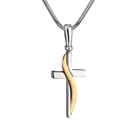 Women's Necklace Silver 925 Silver Cross Pendant Gold-Plated Length Adjustable Jewellery Case Gifts