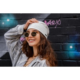 WEROR WEROR-445.1 Beanie Women Men - Soft and Lightweight Long Beanie Hat - Slouch Beanie - Cotton Jersey, Beige multi-coloured