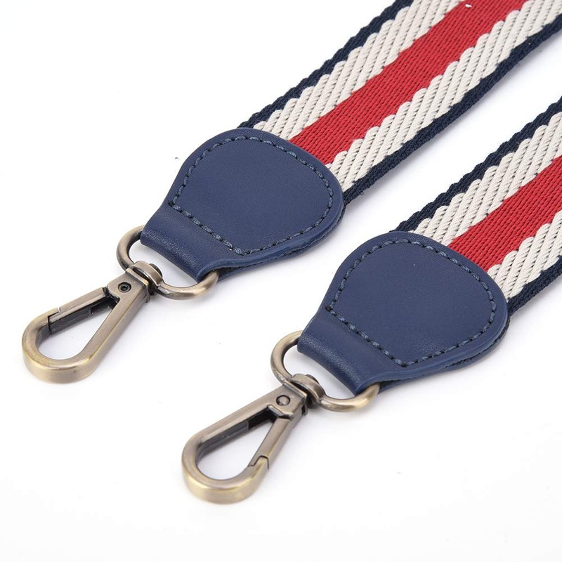 Bag Strap, 1.5in Width Woven Ribbon with Leather Ends Shoulder