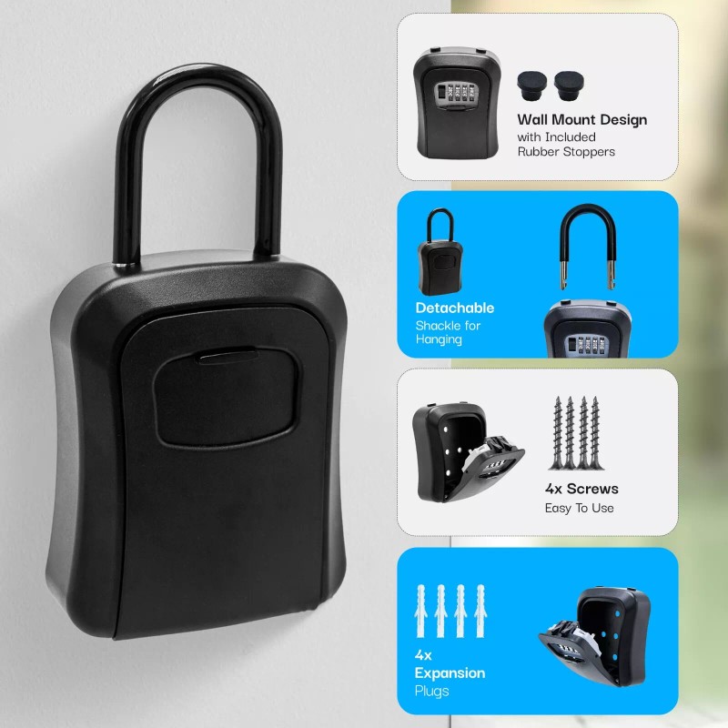 Unbranded Key Lock Box for Outside-Combin - 20 Units