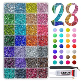 qiipii 28 Color 3mm Crystal Resin Rhinestones w B7000 Glue for Bedazzling Crafting Flatback Colorful SS10 Stones Crystals Gems Diamonds Charms for Nails Eyes Face Makeup Tumblers Bottles Crafts Shoes
