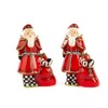 MACKENZIE CHILDS GORGEOUS SANTA SALT AND PEPPER SHAKER SET NEW