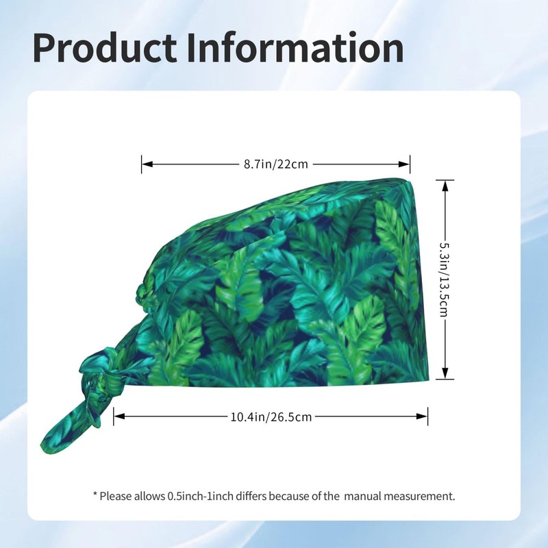 Tropical Hawaiian Leaves Turquoise Leaf Summer Unisex Adjustable Surgical Sweatband