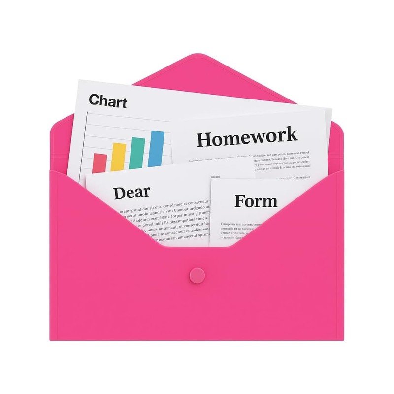 A4 Popper Wallets – 5 Assorted Colours Plastic Document Folders