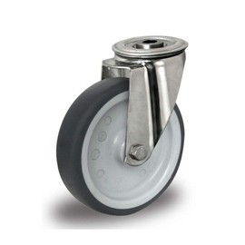 Veluma Industrial Swivel Castor, Stainless Steel & TPE Wheel, Floor-friendly, 100 mm, 100 kg Load Capacity, Pack of 1