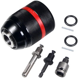 Keyless Drill Chuck for Milwaukee,1/2-20UNF Mount 1.5-13mm Self-tighten Drill Chuck for Multiple Purposes,Including 3/8" SDS-Plus Shank,1/4" Hex Shank,1/2" Impact Wrench Adapter