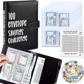 100 Envelopes Money Saving Challenge Binder Budget Planner, Budget Book With Cash Savings Challenge, 52 Week Money Binder, 4 Envelopes Per Page, A Total Of 25 Pages:_pink