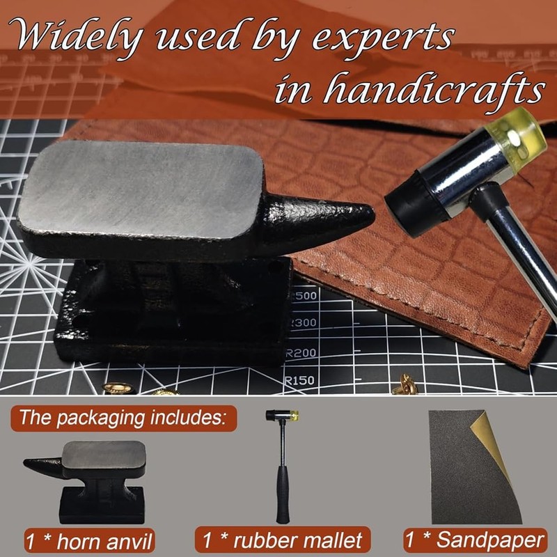 Wisyurt Mini Iron Horn Anvil & Hammer Set, 1.15 Lb