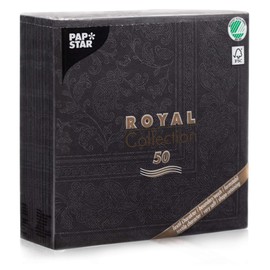 50 Servietten ROYAL Collection 1/4-Falz 40 x 40 schwarz "Ornaments"