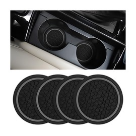 TSUGAMI 4PCS Car Cup Holder Coasters, 2.75 Inch Non-Slip Insert Water Bottle Holder Pads, Dustproof Automotive Interior Accessories Mat, Universal for Vehicles, Trucks, RVs and More (Gray)