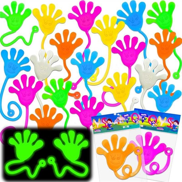 WinKingood 29PCS Glow in Dark Sticky Hands Bulk Party Favors
