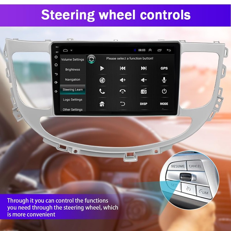 2+32GB Android 13 Double Din Car Stereo Compatible with Hyundai