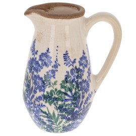 Shudehill Giftware Indigo Garden Blue Floral Crackle Effect Vase - Pitcher, Traditional, Handle or Bouquet Designs (Pitcher)