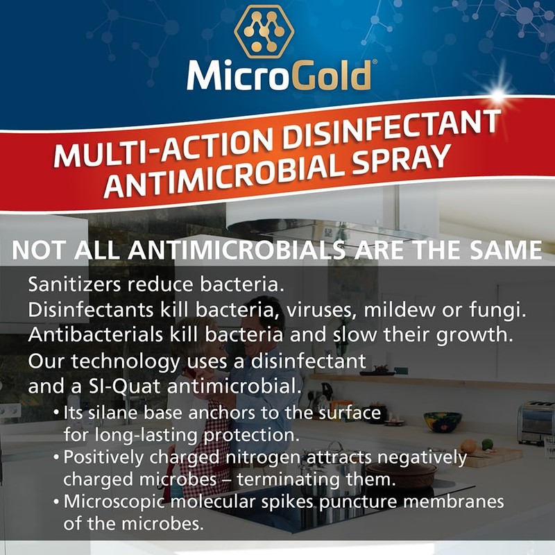 MicroGold Multi-Action Disinfectant Antimicrobial Spray Tested and Proven Effective to