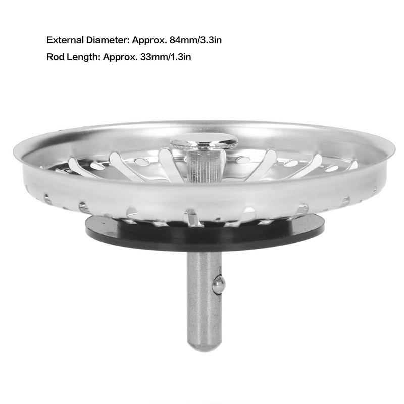 Kitchen Sink Strainer, Stainless Steel Sink Drain Basket with Rubber