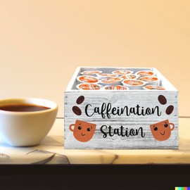 Caffeination Station, Coffee Tea Bar Organizer, Wood Planter, Home Kitchen Decor, Cup Holder, Coffee Lover Gift