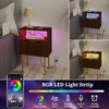 JOONEE Nightstand with Outlet and Led Light, Bedside Table with