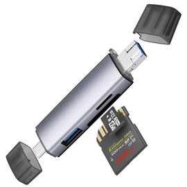 IEOVIEE Lector de Tarjetas SD/Micro SD, USB C Dual Connector Adaptador Tarjetas de Memoria, Soporta USB 3.0/ SD/SDXC/Micro SD/Micro SDXC/MMC/RS-MMC, Compatible con MacBook Pro, etc