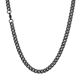 U7 Mens, Women Black Cuban Link Chain Cool Necklaces Neck Chains for Boys, Girls.