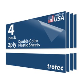 Trotec TroLase | 12"x24"x1/16", 4 Pcs | Sapphire/White | 2 Ply | Modified Acrylic | Laser Engraving Double Color Plastic Sheet | Engraving Blanks for Laser, Saw, Guillotine | Made in USA
