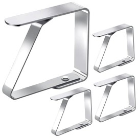 Pack of 4 Tablecloth Clips, Stainless Steel Tablecloth Clips, Silver Tablecloth Holder, Table Clips for Thick Tables, Tablecloth Clips for Outdoors, for Restaurant, Garden Table, Family Parties, 8 x