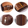 AMANCY Manly Black Brown Crocodile Pattern Leather Travel Cedar Wood