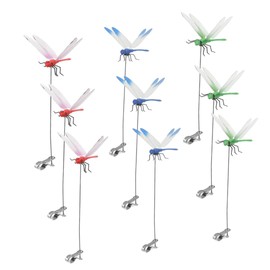9 Pack Dragonfly Clip,3D Dragonfly Garden Stakes Decor,Fly Deterrent,Dragonfly Humming Bird Stakes,Deer and Horse Fly Deterrent,Garden Bird and Fly Scare Devices for Indoor Outdoor