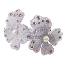 Womens Girls Crystal Rhinestone Diamante Wedding Bridal Party Evening Ponytail Fine Hair Accessories Formal Occasion Barrette Hairpin Grip French Spring Clip Faux Pearl Flower Floral Daisy (Lilac)